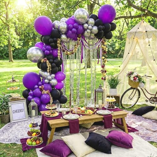 APLANET 150pcs Dark Purple Balloons Different Sizes of 18 12 10 5 Inch Royal Purple Balloon for Halloween Birthday Party Baby Shower Graduation Anniversary Bachelorette, Arch Kit Decoration - Image 5