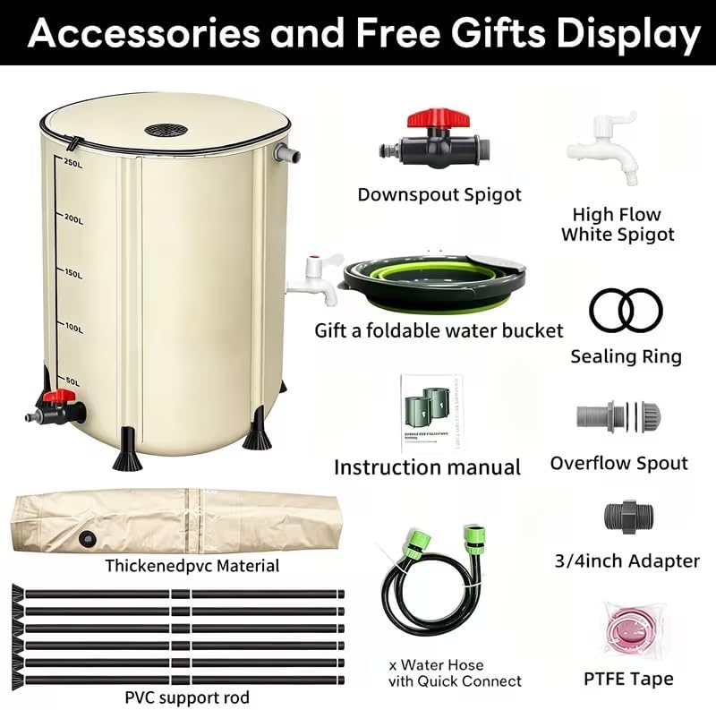 Portable Foldable Outdoor rainwater Barrel for Spring & Summer use. Ideal for Garden Irrigation, Courtyard Cleaning and Emergency Water Storage, Various - Image 5