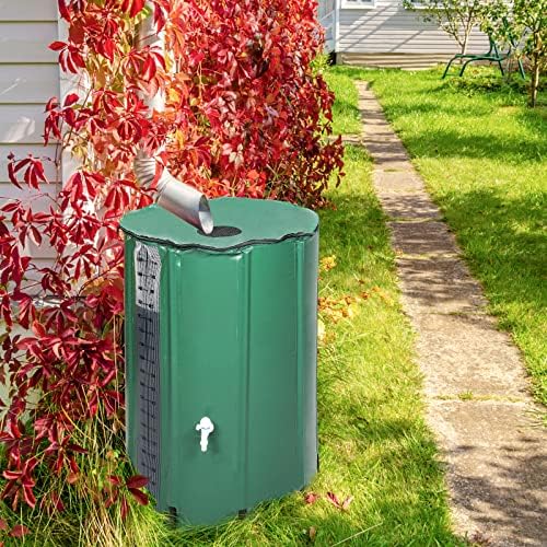 100 Gallon Collapsible Rain Barrel, Rain Catcher Barrel, Portable Rainwater Collection System with Volume Scale Mark, Two Spigots and Overflow Kit, Rain Water Barrel Collector for Garden, Green - Image 2