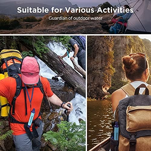 Membrane Solutions Straw Water Filter, Survival Filtration Portable Gear, Emergency Preparedness, Supply for Drinking Hiking Camping Travel Hunting Fishing Team Family Outing (8Pack, Blue+Camo) - Image 7