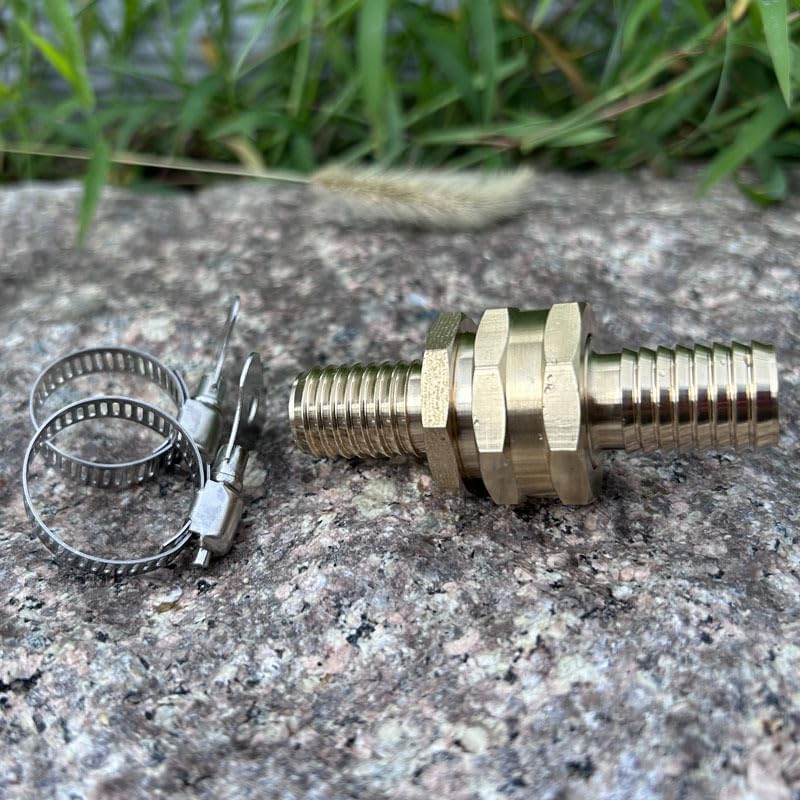 Garden Hose Adapter Swivel Fitting, 5/8" Barb x 3/4" GHT Connector,Heavy Duty Brass Hose Connectors with Stainless Clamps for Watering System Outdoor Faucet (Male+Female) - Image 3