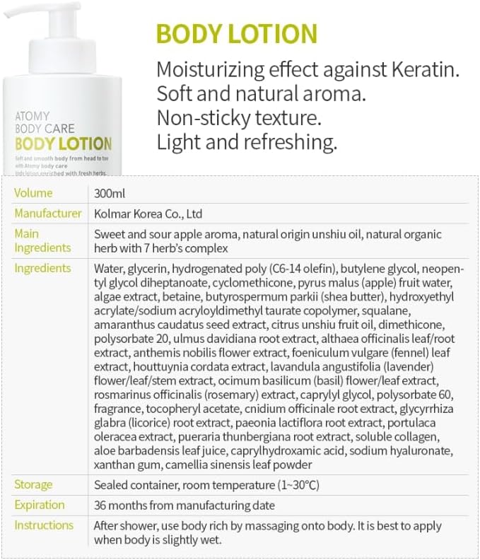 Korean Body Care Body Lotion (300ml 10.1 fl oz.) Non-Sticky Texture, Light and Refreshing - Image 6