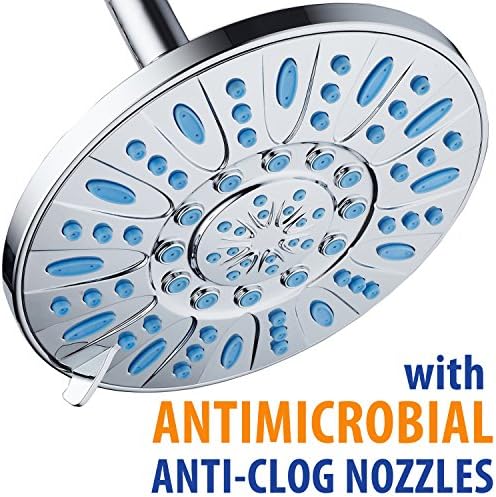 AquaDance 7-inch 6-Setting Rainfall Showerhead with Anti-Microbial Microban Protection from Mold, Mildew, and Bacteria - Clog-Free Wave Blue Jets, Chrome Finish - Image 2