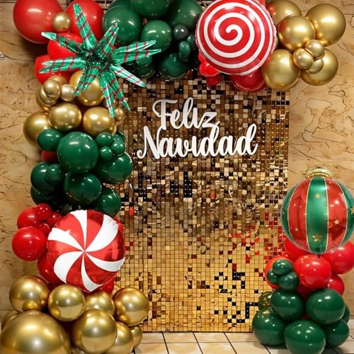 Christmas Balloon Garland Arch Kit, 101PCS Dark Red Green Gold Xmas Balloon Set with Lollipop Explosion Star Mylar Foil Balloons for New Year Holiday Birthday Prom Party Decorortions Supplies - Image 6