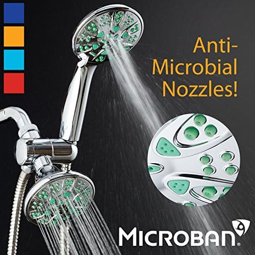 AquaDance Antimicrobial/Anti-Clog High-Pressure 30-setting Dual Head Combination Shower with Microban Nozzle Protection From Growth of Mold, Mildew & Bacteria for a Healthier Shower– Coral Green, 4 In - Image 4