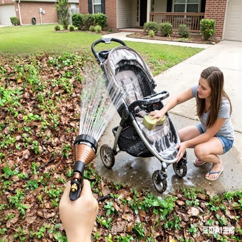 GREEN MOUNT 2-Pack Water Hose Nozzle, Heavy Duty Zinc Alloy Sprayer, Adjustable Jet to Shower, Leakproof Trigger Lock for Garden Car Pet Wash, Silver & Bronze - Image 3