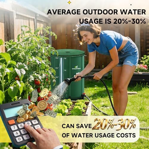 100 Gallon/380L Collapsible RainWater Collection Barrel,Water Tank&Reinforced with 2mm Frame Portable Rain Catcher,Includes Quick-Connect Tap&Sprinkler,Heavy Duty 0.6mm PVC for Long-Lasting Use,Green - Image 3