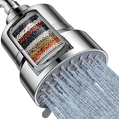 Filtered Shower Head, 3 Modes High Pressure Shower Head with 15 Stage Hard Water Filter Cartridge for Remove Chlorine and Harmful Substances by +Buy+Now+