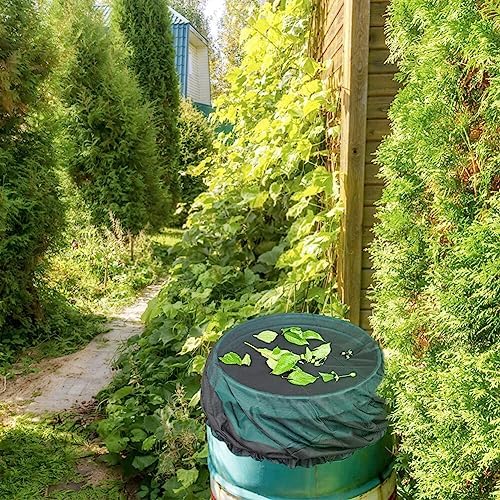 Surakey Black Mesh Cover for Rain Barrel with Drawstring, Water Collection Buckets Cover Rain Collection Barrels Netting Screen to Keep Leaves Fallen Mosquito and Debris Out (60cm) - Image 2