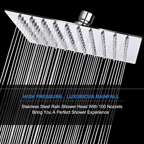 NearMoon Shower Head with Hose, High Pressure Stainless Steel Rain Shower and 3 Settings Handheld Spray Combo with Push Button Flow Control (8 Inch, Chrome Finish) - Image 2
