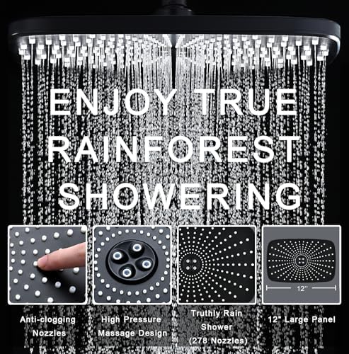Rain Shower Head with Handheld Showerhead, Black 1.8GPM 460311 - Image 5