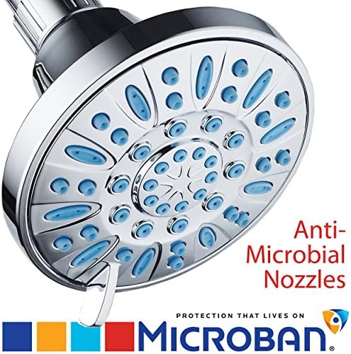 AquaDance Anti-Clog High-Pressure 6-setting Shower Head with Nozzle Protection from Growth of Grime for Stronger Shower! (Chrome/Wave Blue Jets) - Image 3
