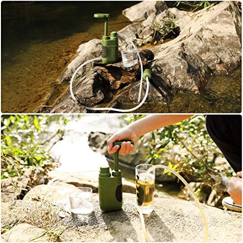 Purewell Water Hand Purifier Pump with Replaceable Carbon 0.01 Micron Water, Stages, Portable Outdoor Emergency and Survival Gear - Camping, Hiking, Backpacking(Green) - Image 3