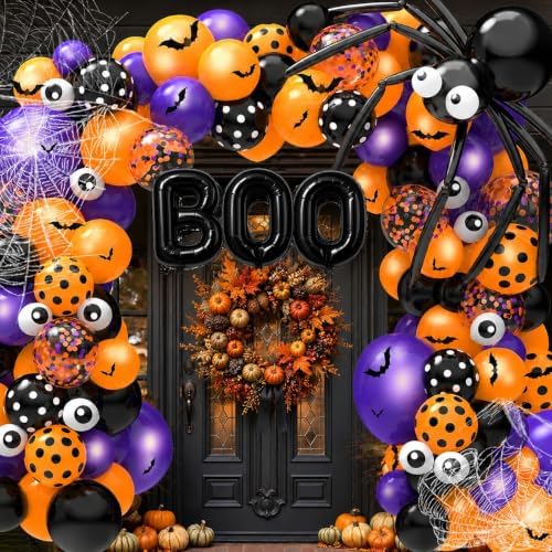 126 PCS Halloween Balloon Arch Kit, Black Orange Purple Halloween Balloons by SUNPROUND