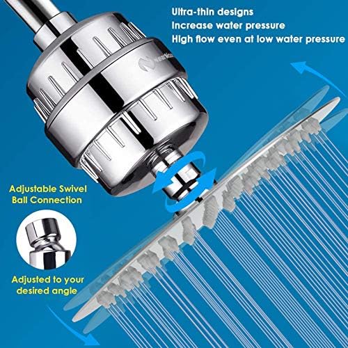 NearMoon Shower Head and 15 Stage Shower Filter Combo, High Pressure Filtered Shower for Hard Water, Improves the Condition of Your Skin, Hair (8 Inch, Chrome) - Image 5