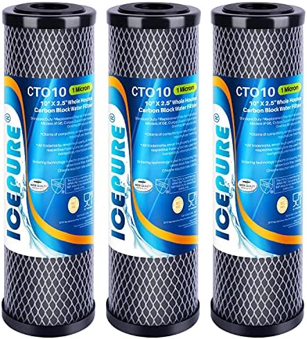 ICEPURE 1 Micron 2.5" x 10" CTO Carbon Whole House Water Filter 3 Pack by ICEPURE