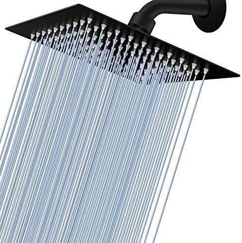 Voolan Rain Shower head, High Pressure Shower Head Made of 304 Stainless Steel, Relaxed Shower Experience Even at Low Water Flow and Pressure (8" Black) by Voolan