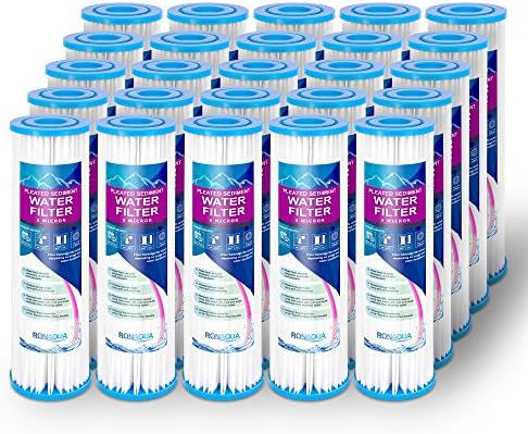 Pleated Sediment Water Filter Cartridge 9.87”x 2.5” Amplified Surface Area, Removes Sand, Dirt, Rust, Extended Filter Life WELL-MATCHED with WHKF-WHPL, 801-50, WB-50W, WFPFC3002, SPC-25-1050 (25 Pack) by Ronaqua