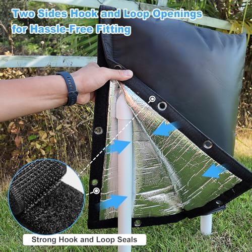 Heavy Duty Backflow Insulation Cover with Two Hook and Loop Openings for Winter Freeze Protection - Outdoor Pipe, Sprinkler, Faucet, and Valve Protection, 16''W x 20''H - Black - Image 4