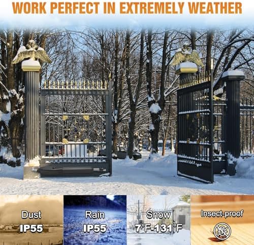 JUJIANG C026 Solar Gate Opener with Batteries & Solar Panel for Single Swing Gates Up to 770lb 16FT Automatic Gate Openers with Remote Complete Kit Medium Duty Automatic Gate Openers Solar Powered - Image 5