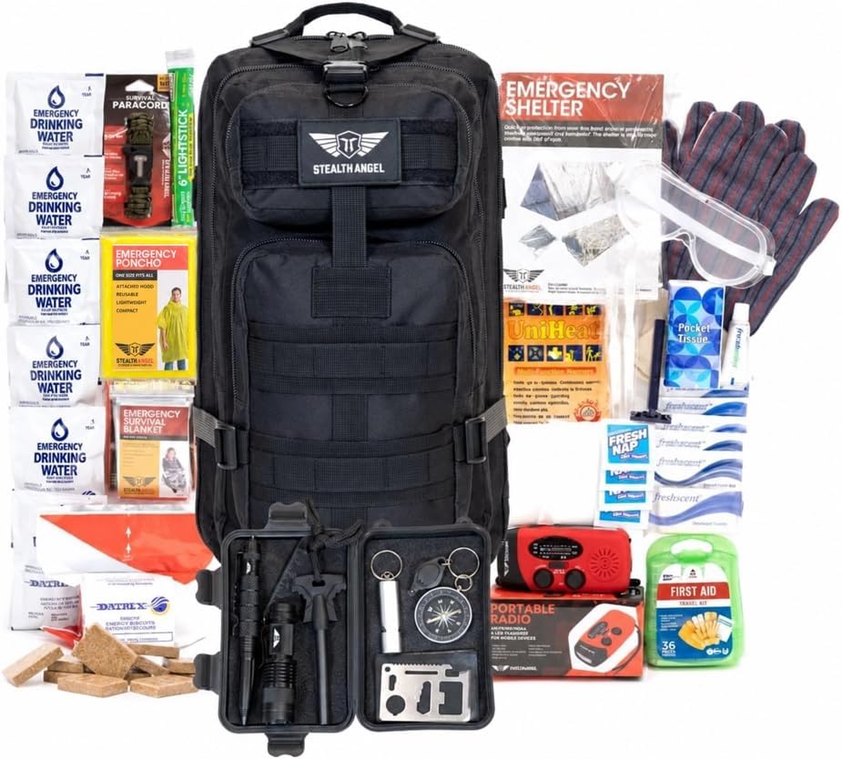 Stealth Angel Survival - 72 Hour Family Emergency Kit - 1-5 Person Survival Bag for Earthquakes, Hurricanes, and Other Natural Disasters by StealthAngel