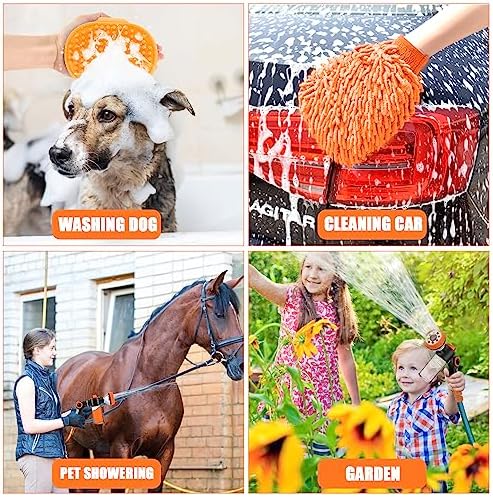 Upgrade Dog Washing Hose Attachment with Soap Dispenser, Dog Bath Hose Attachment with Pet Bath Brush Car Wash Mitt and Dog Comb for Watering Plants, Lawn, Showering Pet(Orange) - Image 5