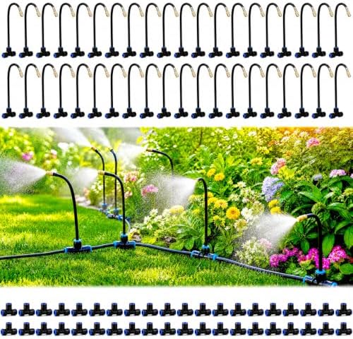 Drip Irrigation Nozzles 40 Pack, 8 Inch Adjustable Sprayers for 1/4 Tubing by WAIWL