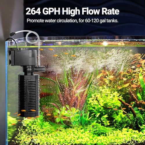 Yaubay 18W Aquarium Internal Filter for 55-120 Gallon Tanks, Power Biochemical Sponge Fish Turtle Tank Filter with Aeration System, Silent Submersible Filters, 264 GPH - Image 3
