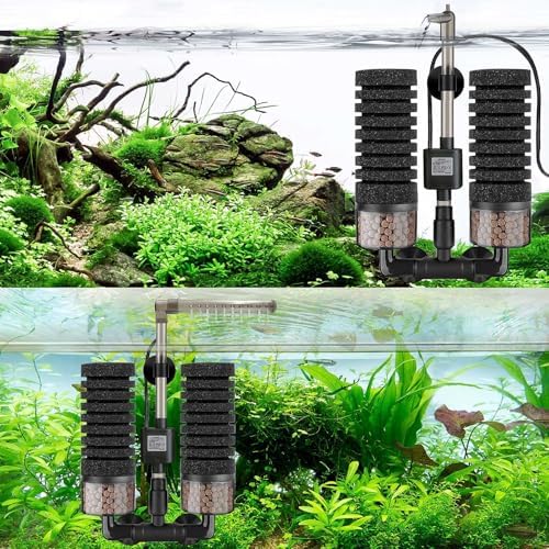 Upgrade Aquarium Electric Power Sponge Filter with Submersible Pump ，Ultra-Quiet Motor with Bio Ceramic Media Balls and 2 Spare Sponge (L for 20-55 Gal) - Image 6
