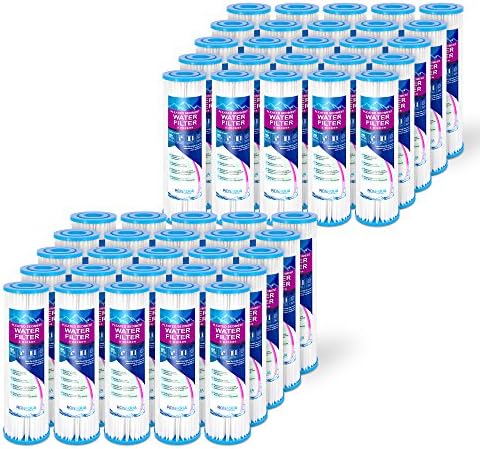 Pleated Sediment Water Filter Cartridge 9.87”x 2.5” Amplified Surface Area, Removes Sand, Dirt, Rust, Extended Filter Life WELL-MATCHED with WHKF-WHPL, 801-50, WB-50W, WFPFC3002, SPC-25-1050 (50 Pack) by Ronaqua