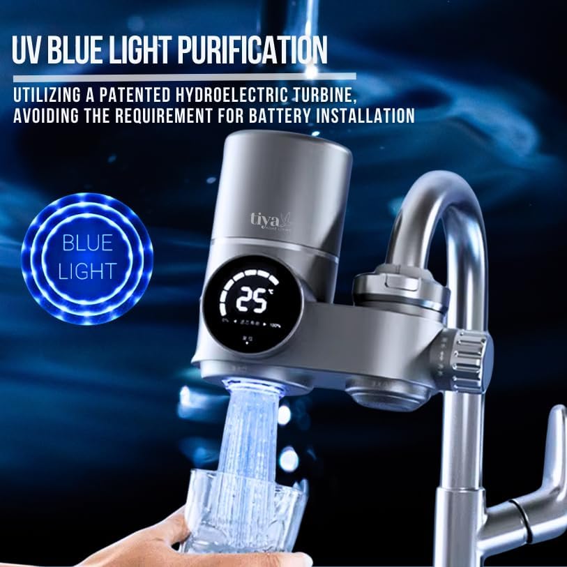 Faucet Mount Water Filter- Smart LED Display | Advanced UV Blue Light Purification Indicator | Reduce Lead Chlorine | Tap Water Purifier Fits Standard Faucets - Includes 1 Filter - Image 4