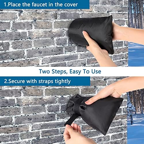 Outdoor Faucet Cover Socks for Winter Freeze Protection, 7.09" W x 9.06" H, Velcro Thickened Anti-Freeze Outdoor Tap Cover, Reusable Waterproof Insulated Spigot backflow Cover,Black, 2Pcs - Image 4