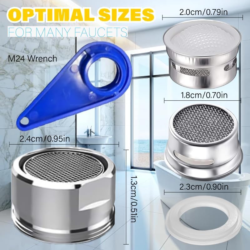 6 Pack Faucet Aerator,Bathroom Sink Aerator Standard Replacement Parts - Image 2