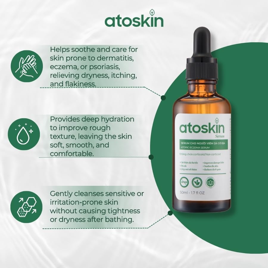 Atoskin Serum (2 Pack) – Soothing & Hydrating Care for Sensitive, Dry, and Eczema-Prone Skin – with Biosaccharide Gum-1 & RicoBio JA7 (3.4 oz) - Image 2