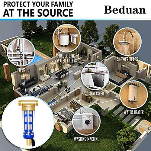 Beduan Whole House Spin Down Sediment Water Filter 50 Micron Reusable Pre Filter System Protector, 1/2" Male Thread - Image 7