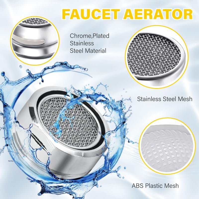 6 Pack Faucet Aerator,Bathroom Sink Aerator Standard Replacement Parts - Image 4