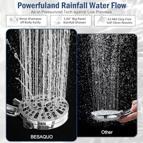 BESAQUO 9 Settings High Pressure Magnetic Shower Head with Handheld - Image 3
