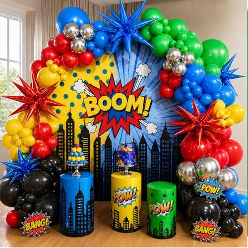 137Pcs Red Blue Yellow Green Black Balloon Arch Kit - Image 7