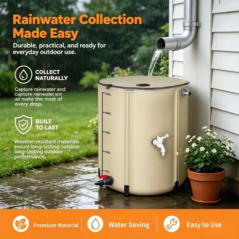 Portable Foldable Outdoor rainwater Barrel for Spring & Summer use. Ideal for Garden Irrigation, Courtyard Cleaning and Emergency Water Storage, Various - Image 2