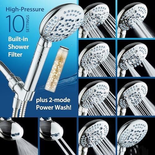 AquaCare 4X 10-Mode High Pressure Hand Shower w/Filter & 2-mode Power Wash - Image 4