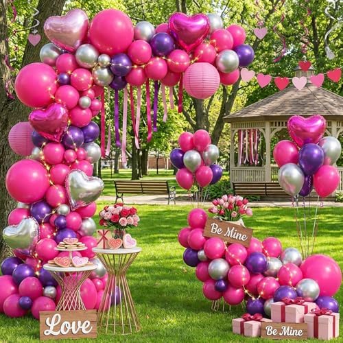 APLANET 150pcs Hot Pink Balloons Different Sizes 18 12 10 5 Inch Latex Magenta Pink Balloon for Valentine's Day Birthday Baby Shower Wedding, Arch Kit Decoration - Image 7