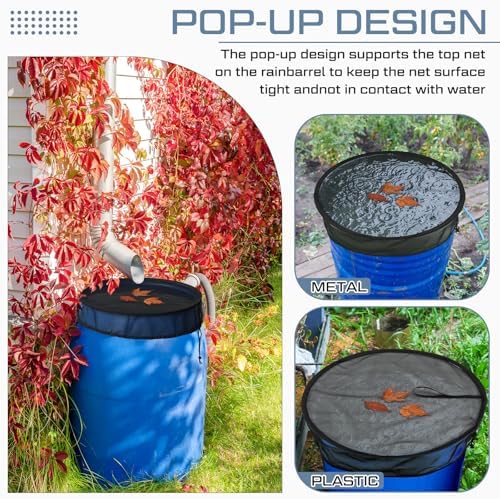 SATINIOR 2 Pcs 20 Inch Pop-Up Rain Barrel Mesh Cover - Image 4