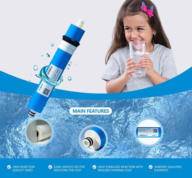 Reverse Osmosis Membrane 50GPD 11.75"x1.75" RO Membrane Water Filter Replacement Fits Under Sink RO Drinking Water Purifier System - Image 2