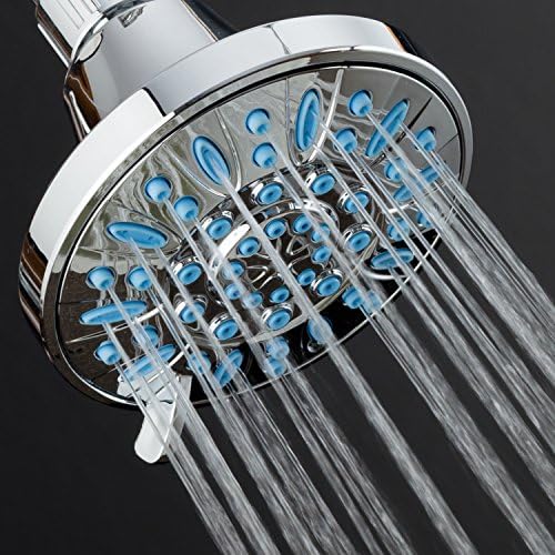 AquaDance Anti-Clog High-Pressure 6-setting Shower Head with Nozzle Protection from Growth of Grime for Stronger Shower! (Chrome/Wave Blue Jets) - Image 6