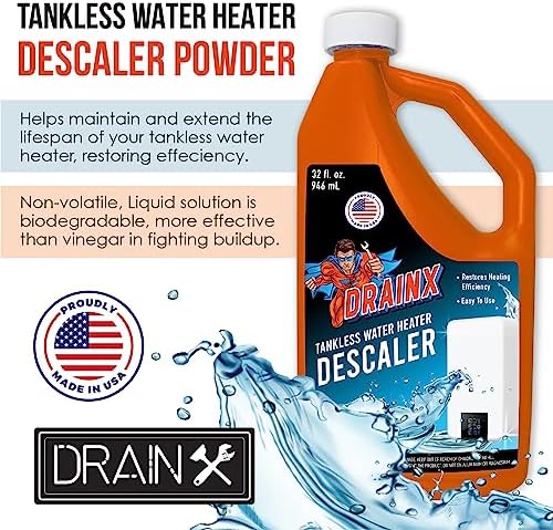 DrainX Tankless Water Heater Descaling Solution | Highly Effective Descaler Restores Heating Efficiency, Quart, 32 fl oz - Image 3