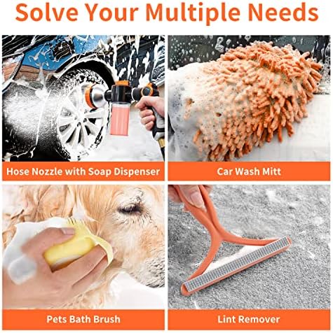Garden Hose Nozzle,8 Patterns Hose Sprayer High Pressure,Heavy Duty Dog Wash,Metal Water Hose Nozzle with Soap Dispenser,Car Wash Foam Gun With Pets Things - Image 6