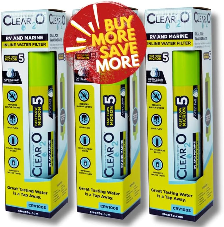 CLEAR2O CRV1005-3 RV & Marine Inline Water Filters, 3-Pack by Clear2o
