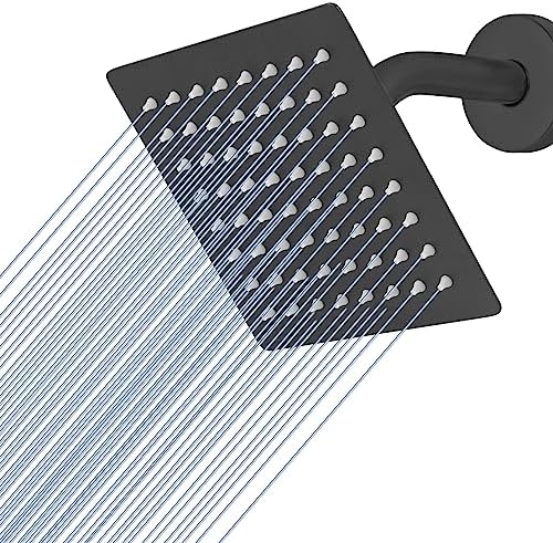 Voolan Rain Shower head, High Pressure Shower Head Made of 304 Stainless Steel, Relaxed Shower Experience Even at Low Water Flow and Pressure (6" Black) by Voolan