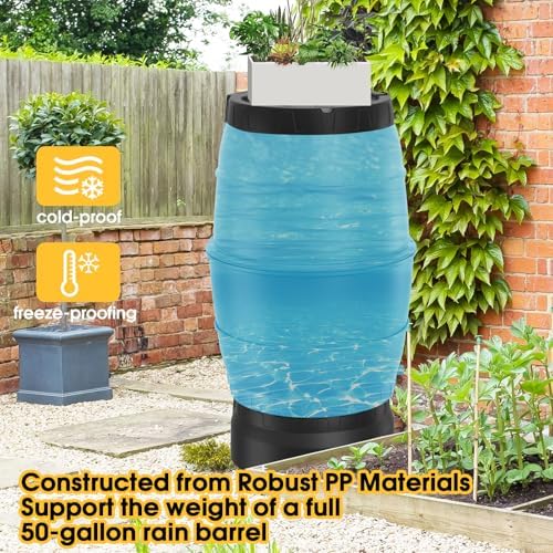 Heavy Duty Rain Barrel Stand, Universal Base for 45-65 Gallon Rain Water Collection Barrels, Elevated Riser for Easy Spigot Access and Increased Water Pressure, Sturdy Polypropylene, Black - Image 6