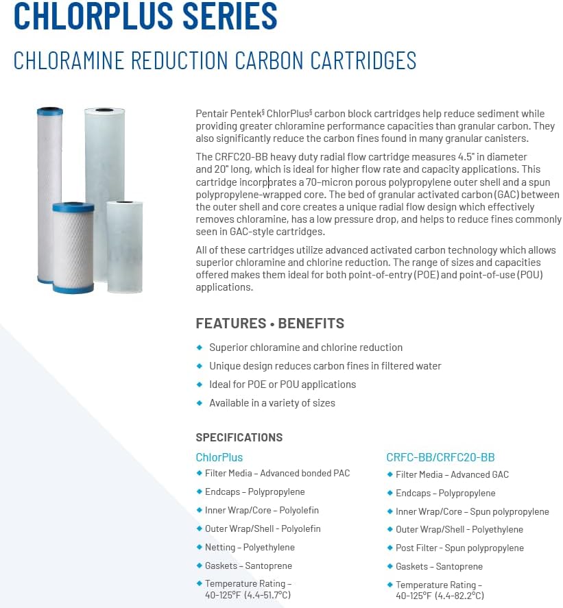 Pentair Pentek ChlorPlus Protect 10 Carbon Block Water Filter - Image 3